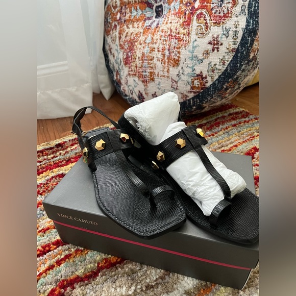 Black and Vince Camuto Grecian Sandal - Picture 1 of 4
